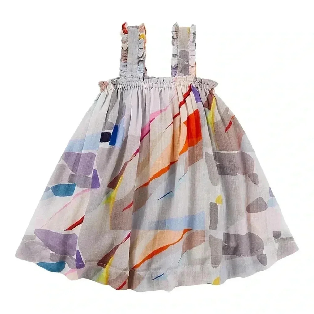 Pink Chicken Emma Dress - Abstract Painting Sz 5Y